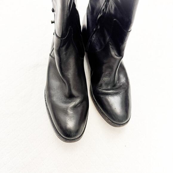 Cole Haan Black Leather Zip Up Riding Biker Boots Riveted Knee High Size 7 EUC - Picture 4 of 6